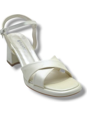 Erbay 405-26 Cilt Deri Çapraz Bant Kalın Topuk Kadın Sandalet 41-42(7cm)