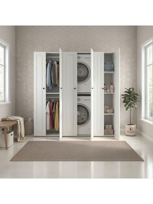Kenz Life Kenzlife Membran Çamaşır-Kurutma Makinesi Dolabı ve Giysi Dolabı Suyuti Sağ Byzbyz Çerçeve 180*170*60 Mebran Kapak Mdf Gövde Banyo