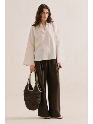 Manuka KETEN KATLI YAKA BLUZ TAŞ