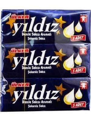 Zenwaya Store Yıldız Damla Sakızı Aromalı Şekersiz Stick, 7 Gr, 3'lü Paket