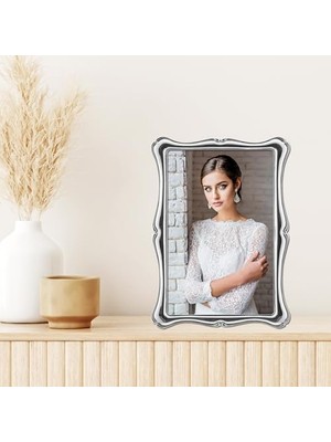 Zenwaya Store 710246 710246 Gümüş Metal Romantik 4x6 Resim Çerçevesi