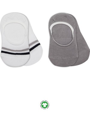 Nessi World 2'li Penye Babet Silikon Çemberli Çorap 30102 Gri Beyaz