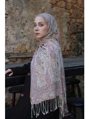 Chale Cashmere Collection - Tarçın Desen Dokuma Kaşmir Şal