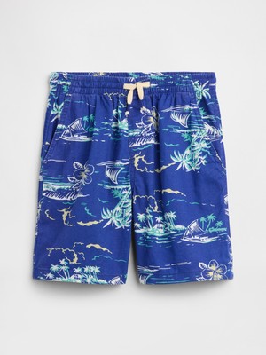 Gap Erkek Çocuk Mavi Keten Karışımlı Relaxed Şort