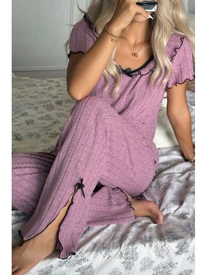 Bella Notte Lila Vintage Model Naif Pijama Takımı