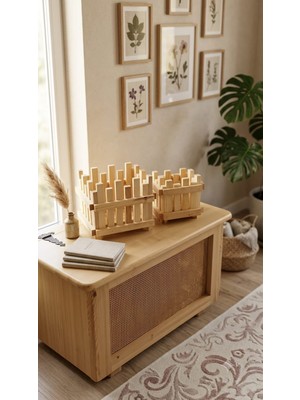 Green Efficiency Doğal Ahşap (Tik Yağlı) Saksılık - Organizer (Ikili)