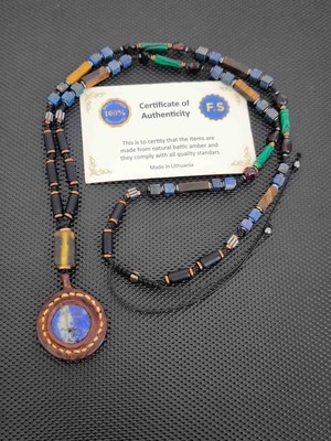 Tahrastone Fosilli Baltık Damla Kehribar-Crayz Deri Detaylı-Lapis Lazuli-Malahit-Kaplangözü-Oniks-Hematit Doğaltaş Kolye Takı Aksesuar Erkek Kolye