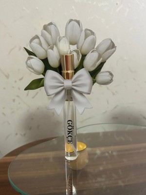 Burc Design Gift Beyaz Lale Buketi Cam Şişe Kolonya - 10 Adet