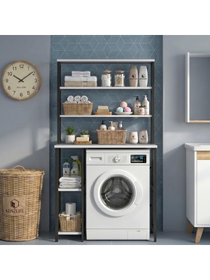 Kenz Life Kenzlife Çamaşır Kurutma Makinesi Dolabı Istranca Grisyh 180*070*60 Mat Suntalam Metal Siyah Boya