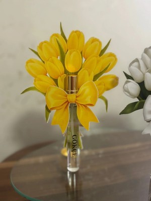 Burc Design Gift Sarı Lale Kart Cam Şişe Kolonya / 10 Adet