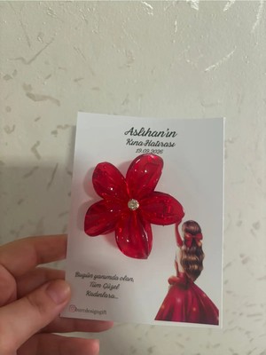 Burc Design Gift Kına Kızı Taşlı Lotus Toka / 15 Adet