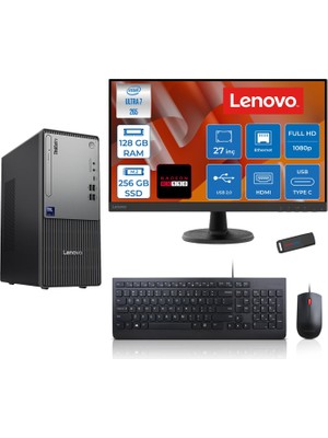 Lenovo Thinkcentre Neo 50T Gen 6 Intel Core Ultra 7 265 Upto 5,3ghz 128GB Ddr5 256GB SSD 4GB/RX550 Freedos +27"fhd Mon. Masaüstü Bilgisayar 2713BD007WTR27F36+ZETTAUSBBELLEK
