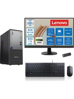 Lenovo Thinkcentre Neo 50T Gen 6 Intel Core Ultra 7 265 Upto 5,3ghz 80GB Ddr5 1tb SSD 6GB/RTX3050 Freedos +27"fhd Mon. Masaüstü Bilgisayar 2713BD007WTR23F28+ZETTAUSBBELLEK