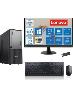 Lenovo Thinkcentre Neo 50T Gen 6 Intel Core Ultra 7 265 Upto 5,3ghz 128GB Ddr5 4tb SSD 6GB/RTX3050 WIN11HOME +27"fhd Mon. Masaüstü Bilgisayar 2713BD007WTR23H40+ZETTAUSBBELLEK