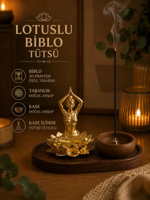 Prusias Wood Dekoratif Lotus Biblo Tütsü Standı – Doğal Ahşap Tasarım