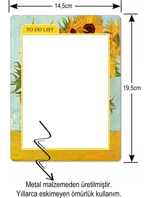 İyi Fikirler Van Gogh Ayçiçekleri Yaz Sil Buzdolabı Notluk Alışveriş Listesi Manyetik Magnet To Do List Kalem Hediyeli