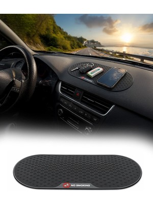 Omilife Siyah Araç İçi Torpido Kaydırmaz Mat Telefon Tutucu Silikon Organizer No Smoking Tasarım