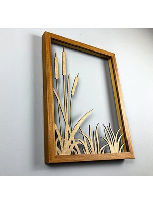 Sazlık 3D Ahşap Çerçevel Lazer Kesim Mdf Tablo Tekli Dekoratif Tablo Sazlık-3d