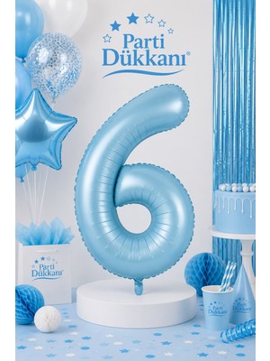 Parti Dükkanı Mavi 6 Rakam Folyo Balon 34 Inç 76 cm Helyum Uyumlu Doğum Günü Baby Shower Yıl Dönümü Parti Balonu (0-9)