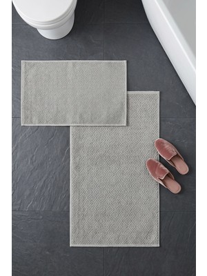 Dekozer Lunaantrasit/gri  2’li Paspas Takımı Banyo, Yumuşak,makinede YIKANABILIR,60X100+50X64