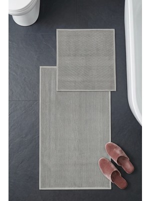 Dekozer Lunaantrasit/gri  2’li Paspas Takımı Banyo, Yumuşak,makinede YIKANABILIR,60X100+50X62