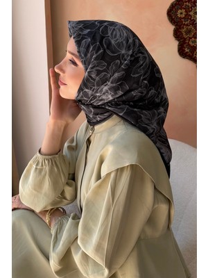 İmaj Butik Siyah Desenli Soft Eşarp