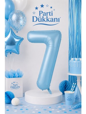 Parti Dükkanı Mavi 7 Rakam Folyo Balon 34 Inç 76 cm Helyum Uyumlu Doğum Günü Baby Shower Yıl Dönümü Parti Balonu (0-9)