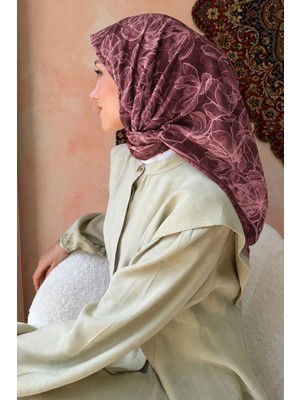 İmaj Butik Mürdüm Desenli Soft Eşarp