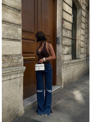 Aida Fashion Diz ve Paça Detay Palazzo Jeans