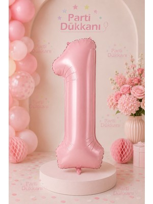 Parti Dükkanı Pembe 1 Rakam Folyo Balon 34 Inç 76 cm Helyum Uyumlu Doğum Günü Baby Shower Yıl Dönümü Parti Balonu (0-9)
