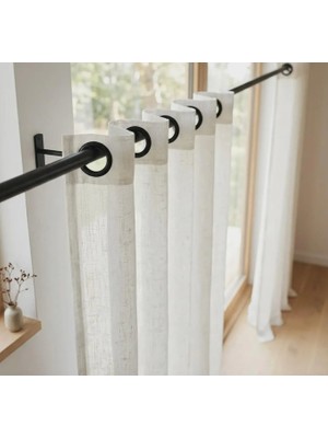 Leo Boutique Curtain Keten Rustik Perdesi Grommet Kuş Gözü Keten Tül Perde