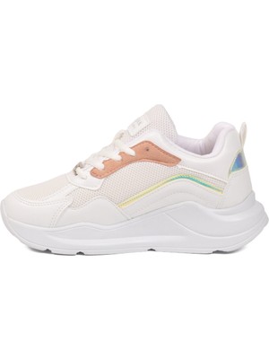 Walkway Beyaz-Pudra Esnek Unisex Spor Ayakkabı 051 G