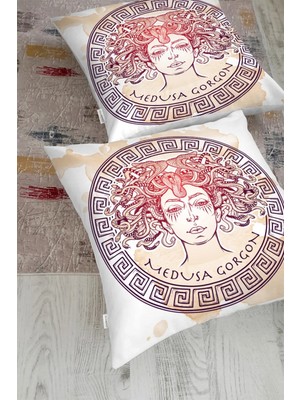 Rem Home Medusa Gorgon Özel Tasarım Dijital Baskılı Yer Minderi