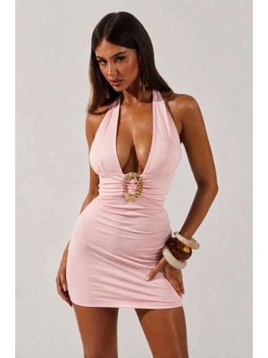 Pink Life The Billion Dollar Baby Pudra Tokalı Mini Elbise