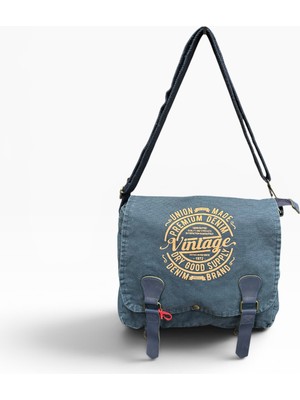 Old Cotton Cargo Kumaş Postacı Omuz Çantası Unisex San Diego Lacivert