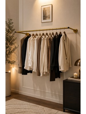 Arvion Home Modern Gold Metal Duvara Monte 100 Cm Askılık Elbise Askılığı Konfeksiyon Askılığı Duvar Askısı Kıyafet Askılığı