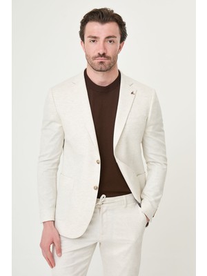 MCR Kırçıllı Slim Fit Mono Yaka Pantolonu Ipli Keten Erkek Takım Elbise