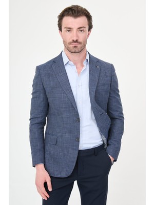 MCR Ekoseli Slim Fit Mono Yaka Erkek Ceket