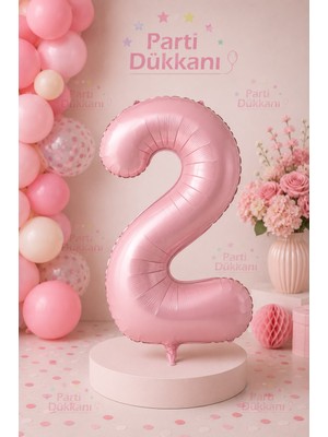 Parti Dükkanı Pembe 2 Rakam Folyo Balon 34 Inç 76 cm Helyum Uyumlu Doğum Günü Baby Shower Yıl Dönümü Parti Balonu (0-9)