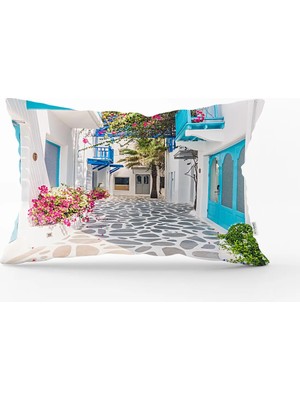 Rem Home Çiçek Temalı Dijital Baskılı Dekoratif Dikdörtgen Yastık Kırlent Kılıfı