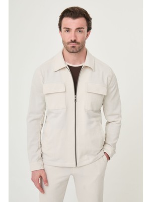 MCR Dokulu Slim Fit Gömlek Yaka Mevsimlik Erkek Mont