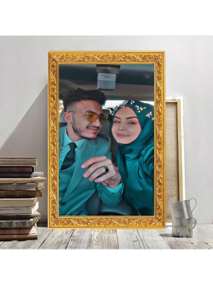 Özkacar Group Kişiye Özel Kanvas Tablo Altın Dijital Çerçeve Ev Duvar Salon Ofis Dükkan Hediyelik Dekarasyon