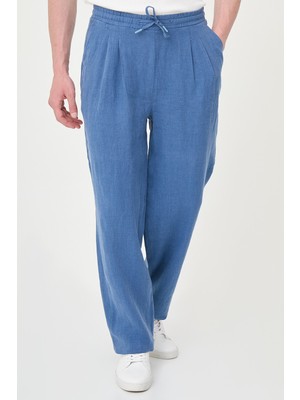 MCR Düz Oversize Ipli Beli Lastikli %100 Keten Erkek Pantolon