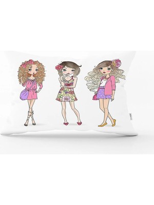 Rem Home Best Friends Özel Tasarımlı Modern Dikdörtgen Yastık Kırlent Kılıfı