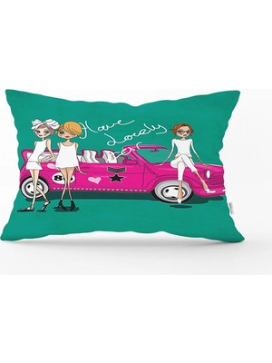 Rem Home Fashion Girl Dijital Baskılı Modern Dikdörtgen Yastık Kırlent Kılıfı