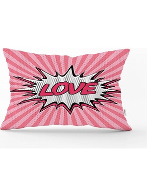 Rem Home Retro Love Özel Tasarımlı Dijital Baskılı Modern Dikdörtgen Yastık Kırlent Kılıfı