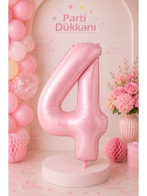 Parti Dükkanı Pembe 4 Rakam Folyo Balon 34 Inç 76 cm Helyum Uyumlu Doğum Günü Baby Shower Yıl Dönümü Parti Balonu (0-9)