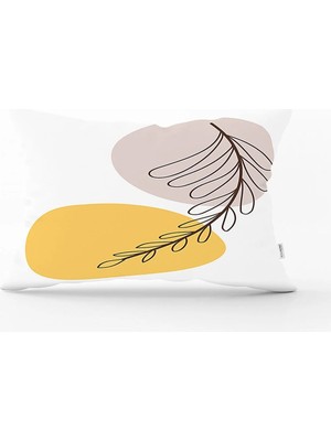 Rem Home Minimal Desenli Çiçek Motifli Dijital Baskılı Modern Dikdörtgen Yastık Kırlent Kılıfı