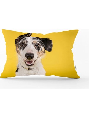 Rem Home Sevimli Köpek Desenli Dijital Baskılı Modern Dikdörtgen Yastık Kırlent Kılıfı