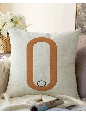 Rem Home Çift Taraflı Renkli Zeminli Onedraw Çizimli Yalın Oval Obje Modern Raşel Örme Yastık Kırlent Kılıfı